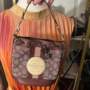 Coach Maroon and Cream Mini Bag